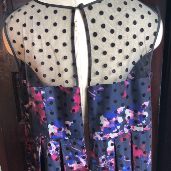 Motherhood maternity party dress XL/Dark blue&rose pattern/black dot overlay - Picture 9 of 17